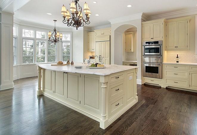 close-up of textured laminate flooring in a kitchen in Burke VA